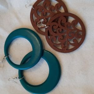 Two(2), Wooden Pierced Earrings,